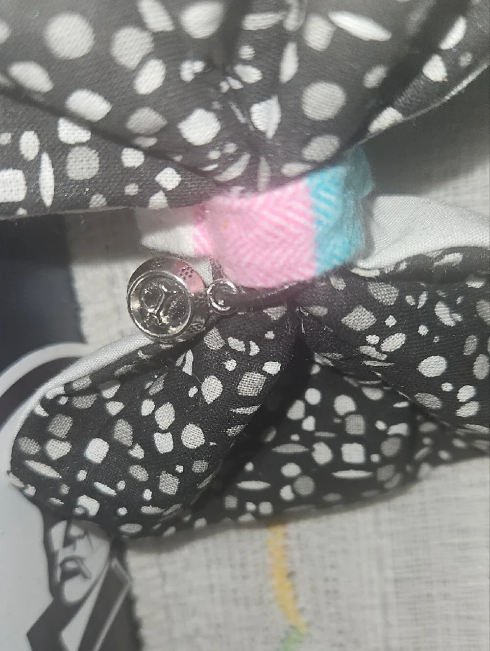 Handcrafted Black & White Polka Bow Pet Collar Accessory NEW